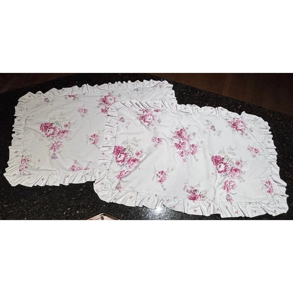 (2) Simply Shabby Chic Floral King Pillow Shams Ruffle RACHEL  ASHWELL Cottage